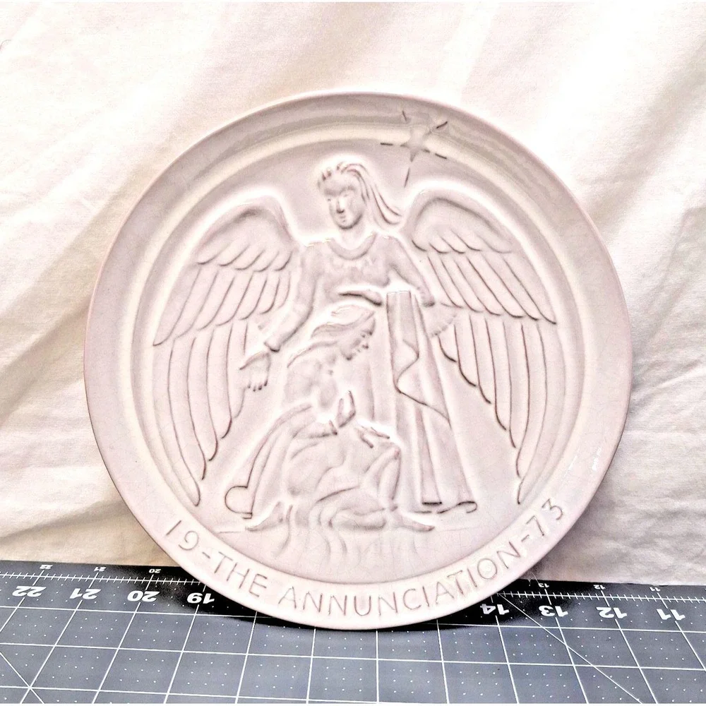 Frankoma Pottery The Annunciation 1973 Christmas Plate Signed John Frank
